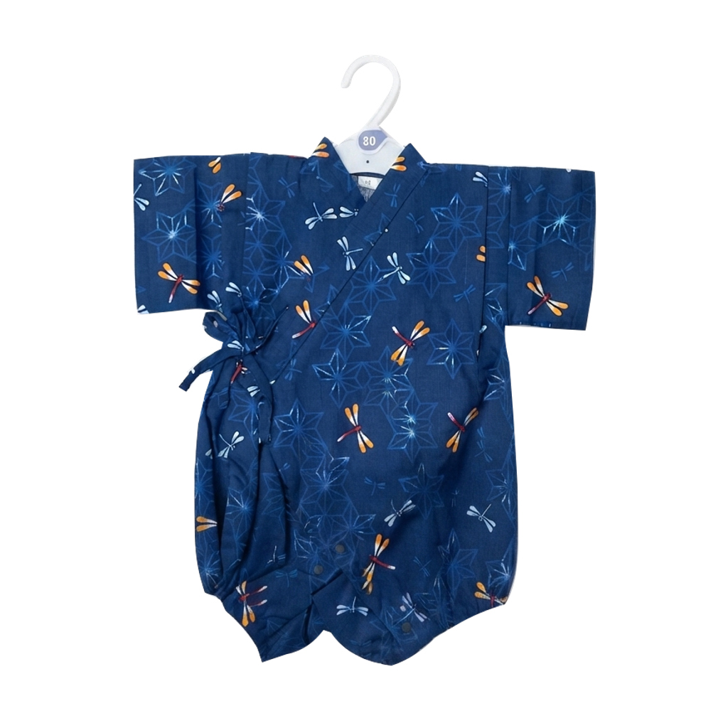 Baby Navy Dragonfly & Geometric Jinbei Romper
