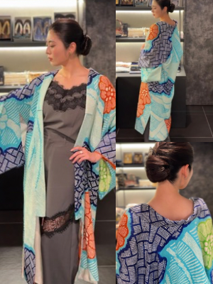 Houmongi Kimono Dress Gown with String Belt