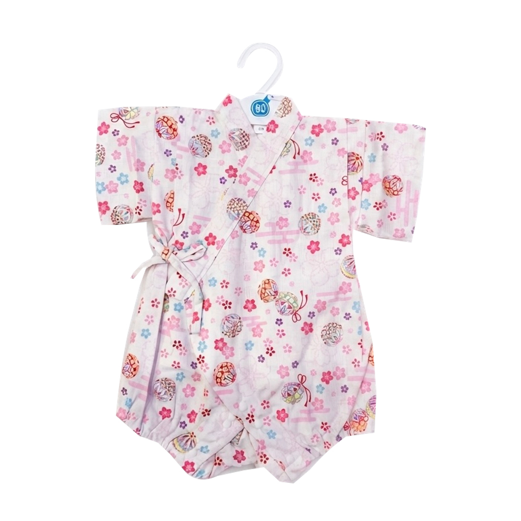 Baby Girls Pink Floral Temari Jinbei Romper