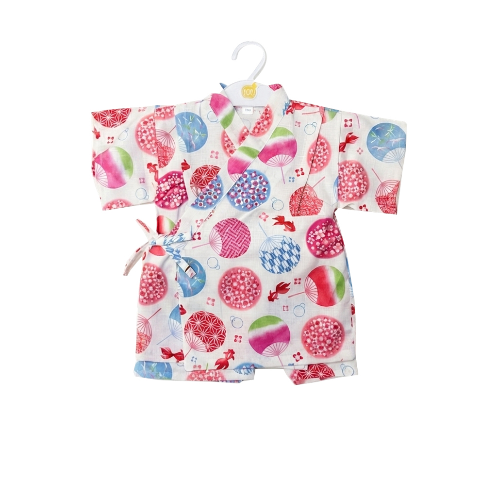 Baby Girls White Fan & Goldfish Jinbei Romper